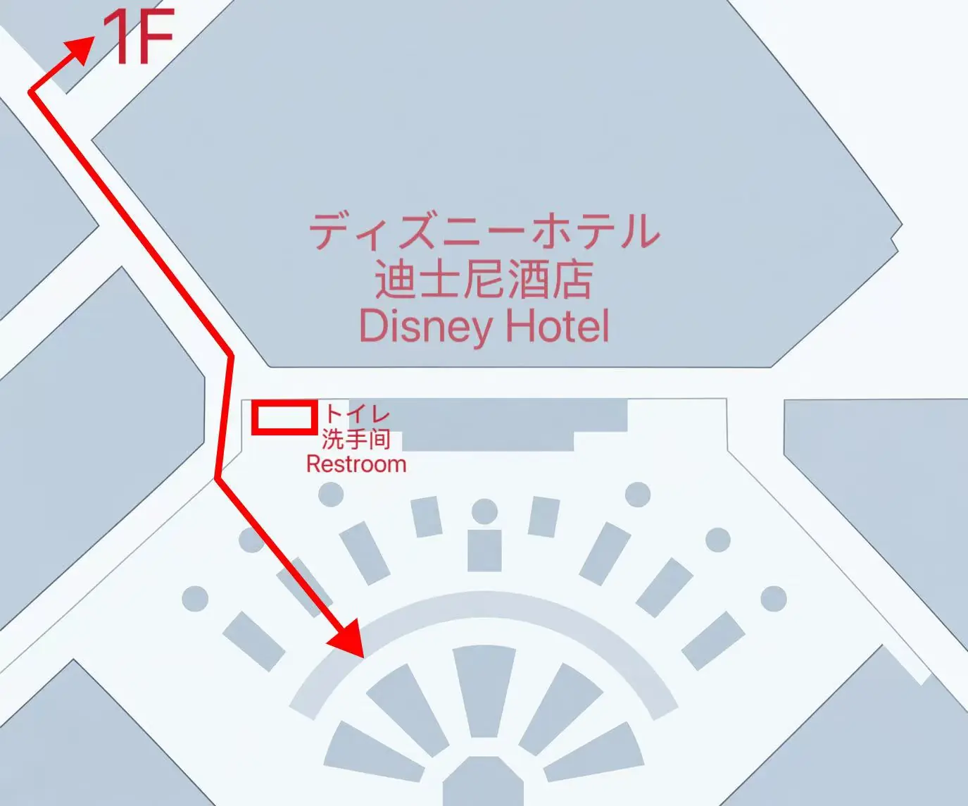 東京ディズニーランドから送迎車との合流場所までの案内図